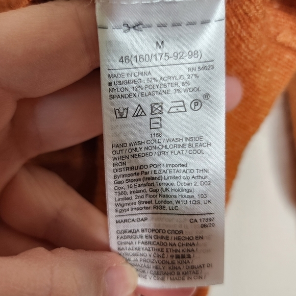 Gap Pumpkin Orange Waffle-Stitch Mockneck Sweater M - Picture 5 of 6
